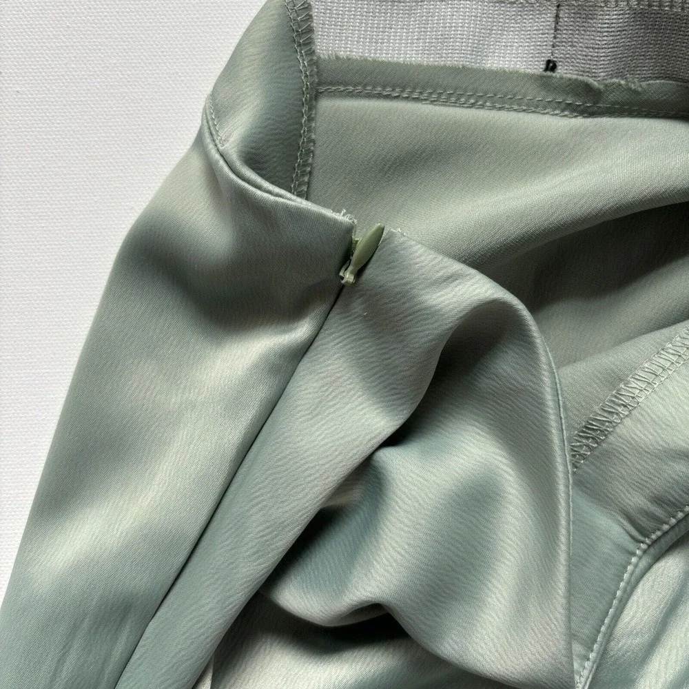 Pretty Little Thing Women's Sage Sheer Ruched Side Split Leg Maxi Skirt Size 6
